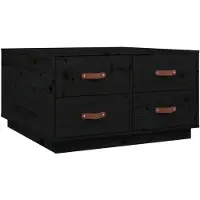 vidaXL Table basse noire 80x80x45 cm pin massif
