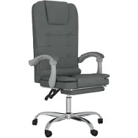 vidaXL Chaise de bureau avec fonction massage Gris foncé Tissu