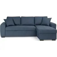 Generique Canapé d'angle convertible réversible - Tissu Bleu - HAMILTON - L 244 x P 151 x H 90 - Fabriqué en Ukraine