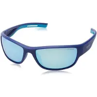 Polaroid Eyewear Lunettes de soleil Sport 7028 - S PJP 5X Bleu Miroir polarisants - Monture enveloppante en plastique