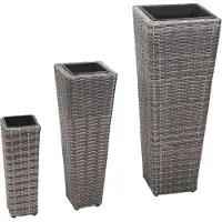 vidaXL Lits surélevés de jardin 3 pcs Résine tressée Gris
