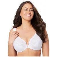 Glamorise 1245 Plunge Bra, Transparent, Blanc, 130B Women's
