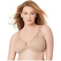 Glamorise Glamiorise #9245 Soutien-gorge Wonderwire dentelle ouverture devant-Femme-Beige (Kaffee)-110B (Taille Fabricant:95B)