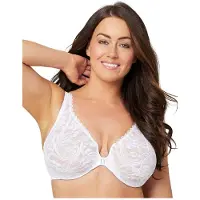 Glamorise Glamiorise #9245 Soutien-gorge Wonderwire dentelle ouverture devant-Femme-Blanc-85B (Taille Fabricant:70B)