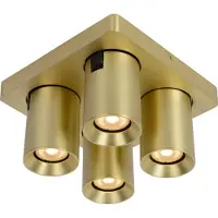 Lucide Plafonnier doré à 4 projecteurs orientables 4xGU10 5 W Nigel