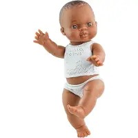 Paola Reina Gordi poupée bébé fille à la peau foncée sous-vêtements 34cm - poupée de jeu réaliste