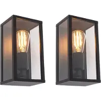 QAZQA Lot de 2 appliques murales industrielles noires 26 cm IP44 - Charlois
