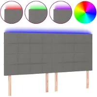 vidaXL Tête de lit LED gris foncé 180x5x118/128 cm Tissu