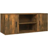 vidaXL Armoire TV chêne fumé 100x35x40 cm Bois composite