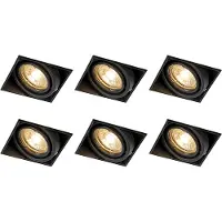 QAZQA Ensemble de 6 spots encastrés noirs GU10 orientables sans bordure - Oneon