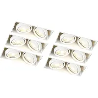 QAZQA Ensemble de 6 spots encastrés blancs GU10 orientables sans bordure 2 lumières - Oneon
