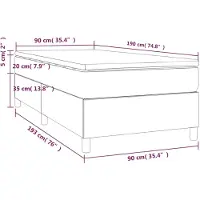 vidaXL Lit boxspring avec matelas, couleur crème, 90 x 190 cm, simili cuir