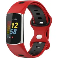 IMoshion Bracelet Sport⁺ en silicone pour Fitbit Charge 5 / 6 - Red & Black