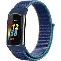 IMoshion Bracelet en nylon pour Fitbit Charge 5 - Taille S - Bleu foncé
