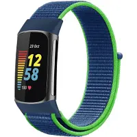 IMoshion Bracelet en nylon pour Fitbit Charge 5 - Taille S - Blue & Green