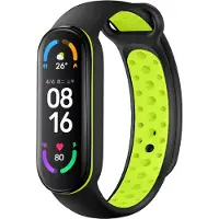 IMoshion Bracelet sport silicone pour Xiaomi Mi Band 5 / 6 - Black & Lime