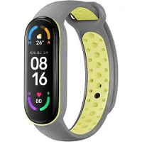 IMoshion Bracelet sport en silicone pour Xiaomi Mi Band 5 / 6 - Gris & Lime