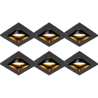 QAZQA Lot de 6 spots encastrés modernes noirs orientables - Qure