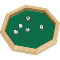 Goki Piste octogonale pour Jeu de dès + 5 dès, Jeu en bois Goki