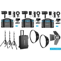 Nanlite Kit triple LED Forza 60 II (avec boîtier, pied d'éclairage, fresnel et boîte à lumière)