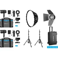 Nanlite Forza 60 II LED dual kit (avec mallette, pied d'éclairage, fresnel et boîte à lumière)