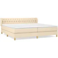 vidaXL Lit boxspring avec matelas Crème 200x200 cm Tissu