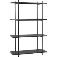 Hubsch Armoire de rangement en métal noir avec 4 tablettes