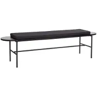 Hubsch Banc en bois avec coussin noir