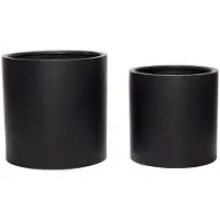 Hubsch Ensemble de pots de fleurs en fibre noire