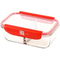 Mastrad StorEat Récipient de conservation intelligent pour aliments, avec séparateur, verre borosilicaté, rouge, 1 L, F93110