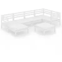 vidaXL Ensemble salon de jardin 7 pièces pin massif blanc
