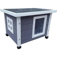@Pet Outdoor Cat House XL 68,5x54x51,5 cm bois gris et blanc