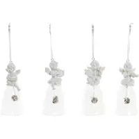 DKD Home Decor Décoration de Noël - - Lot de 4 Anges en Résine et Verre - 5 x 5 x 10,5 cm - Multicolore