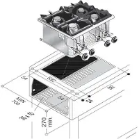 CombiSteel Plaque de cuisson à gaz encastrable, 4 brûleurs, 18 kW