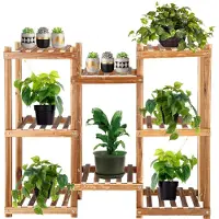 Springos Support pour Plante, Porte-fleurs Escalier de fleurs en bois de bambou 5 niveaux Balcon Salon Jardin Terrasse