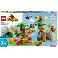 LEGO 10973 DUPLO Animaux sauvages d'Amérique du Sud Ensemble de jouets avec 7 figurines d'animaux, briques et tapis de jeu de la jungle, jouet éducatif dès 2 ans