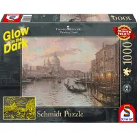 Schmidt Spiele Thomas Kinkade Dans les rues de Venise Glow In The Dark, 1000 pièces, puzzle adulte, puzzle, puzzle à encastrement, 59499