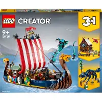 LEGO Creator 3 en 1 31132 Le bateau viking et le serpent de Midgard