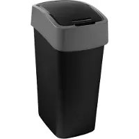 Keter Poubelle PACIFIC FLIP BIN, 45 litres, 37.6x29.4x65.3 cm, noir/gris, pour déchets