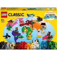 LEGO 11015 Classic Un tour du monde en briques, jouet pour jeunes enfants de 4 ans et plus avec briques et animaux constructibles
