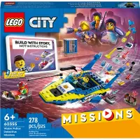 LEGO 60355 City Missions de détective de la police maritime, avec bateau et 4 minifigurines