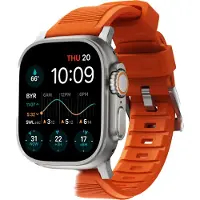 Nomad Bracelet robuste FKM pour Apple Watch | 44/45/46/49 mm - Argent / Orange
