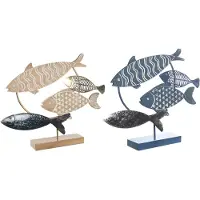 DKD Home Decor figurine décorative 53 x 9 x 45 cm naturel bleu doré spirales méditerranéen (2 unités)