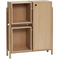 Hubsch Armoire en bois avec étagères et porte - naturel