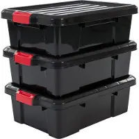 IRIS OHYAMA Lot de 3 boîtes de rangement avec fermeture à clic - Power Box - SK-230 - Plastique - Noir - 25 L - 59 x 38,5 x 18 cm