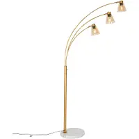 QAZQA Lampe d'arc en bronze avec marbre et verre ambré 3 lumières - Nina