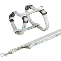 Trixie JUNIOR chiot ensemble harnais 23-34cm/8mm + laisse 2,00m/8mm - gris clair
