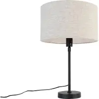 QAZQA Lampe de table noire réglable avec abat-jour gris clair 35 cm - Parte