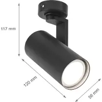 Spectrum Spot de Plafond Madara Mini II Noir Max. 50W GU10 Tournant & Pivotant
