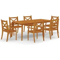 vidaXL Ensemble de jardin 7 pièces en bois massif d'acacia